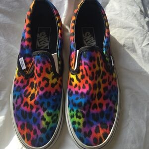 Vans Kids Rainbow Leopard Slip-On Sneakers